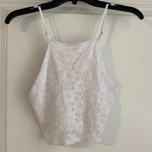 floral white crop tank